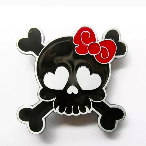 Skull.with red bow belt buckle - Picture 1 of 1